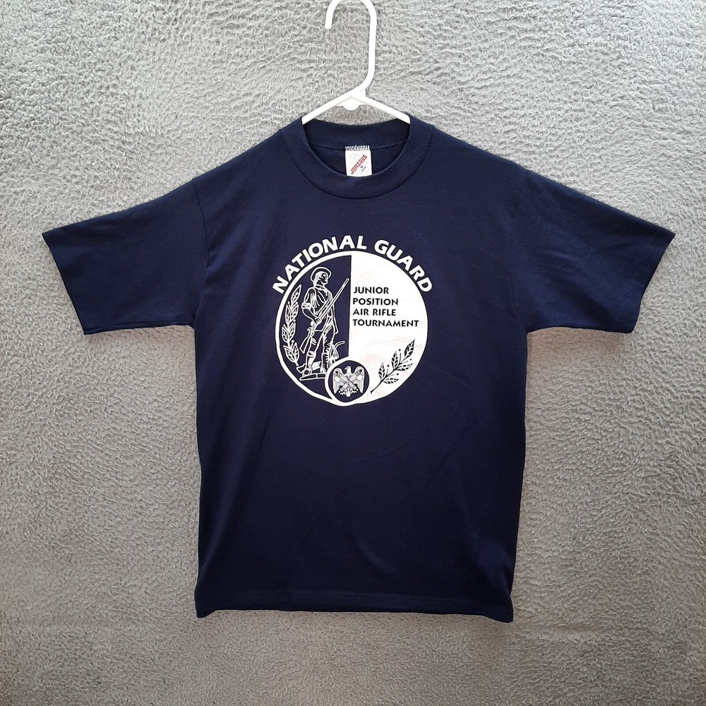 Vintage Jerzees Shirt Adult Medium Blue Single Stitch National‎ Guard Air Rifle